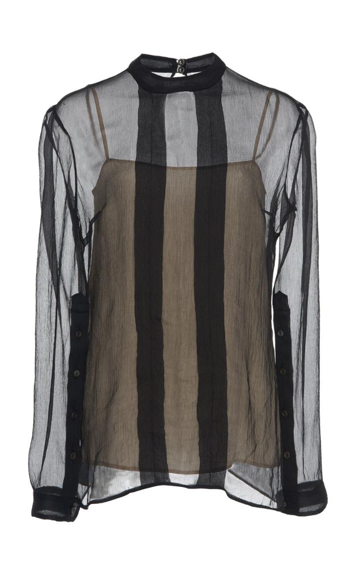 Prada Silk Chiffon Striped Top