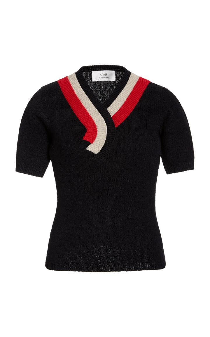 Victoria Victoria Beckham Stripe-detail Knitted Jersey Jumper Top