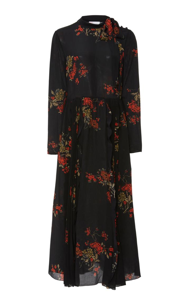 Red Valentino Oriental Floral-print Chiffon Maxi Dress