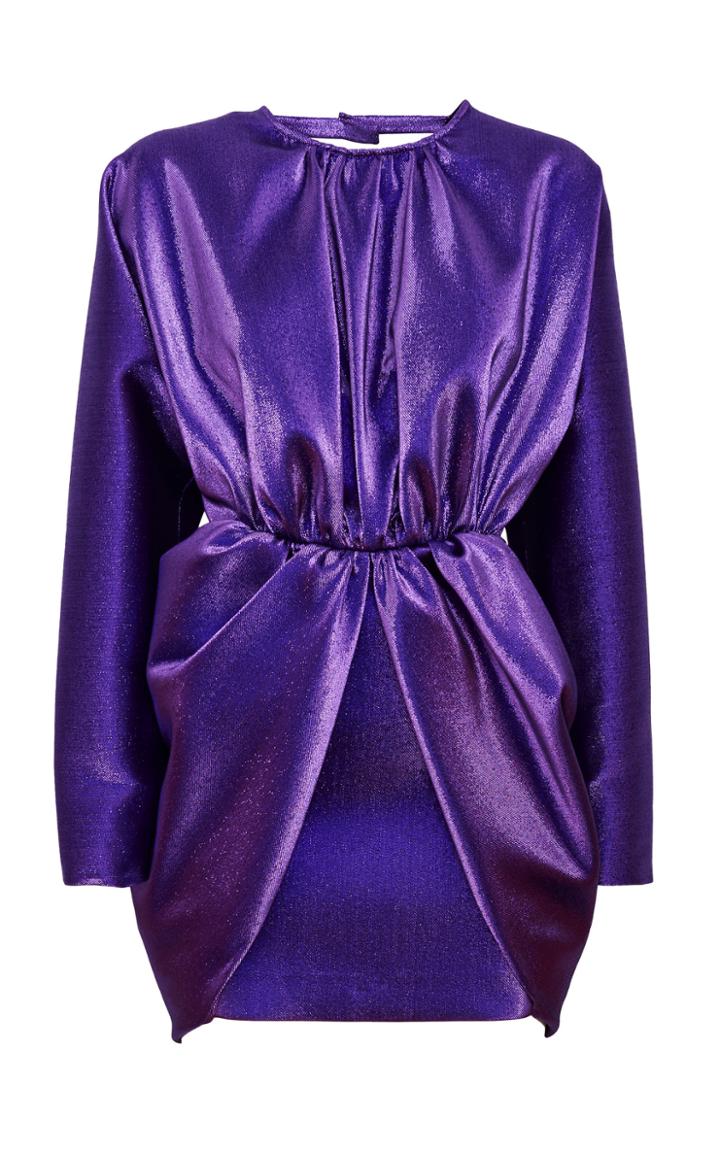 Sara Battaglia Lurex Puffed-skirt Mini Dress