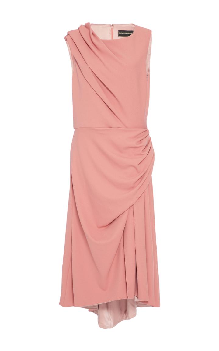 Christian Siriano Asymmetrical Draped Midi Dress