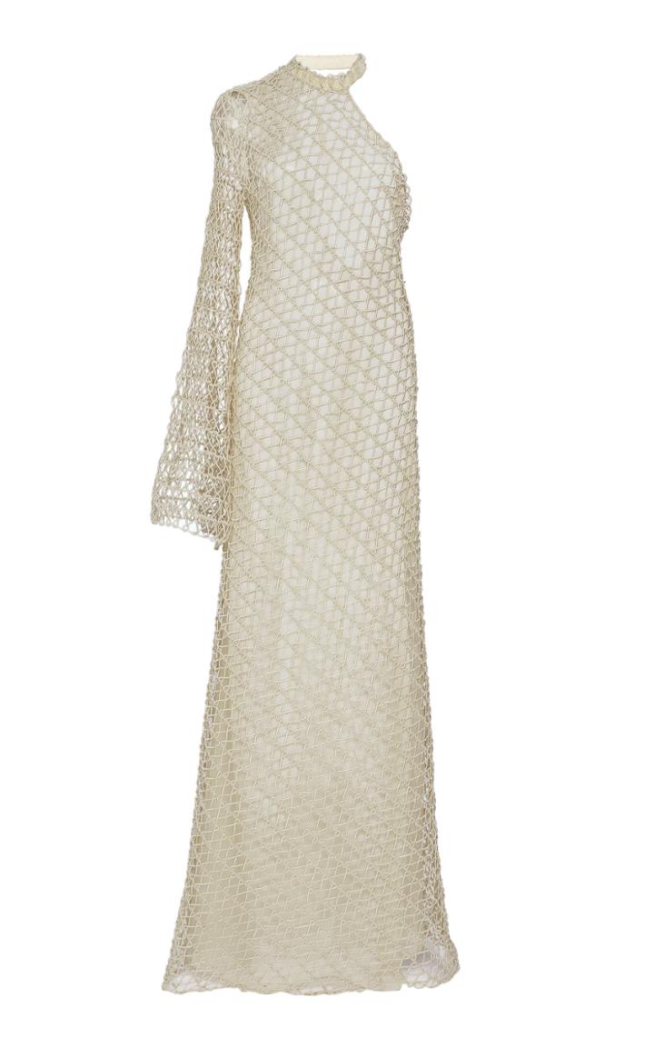 Moda Operandi Sandra Mansour Vanille Juteuse Net One-sleeve Gown Size: 34