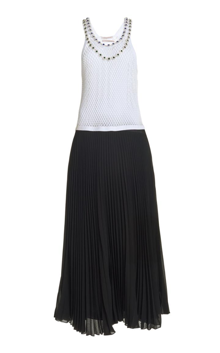 Christopher Kane Crystal-embellished Netted Pleated Midi Dress