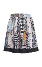 Versace Silk Twill Pleated Skirt