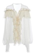 Jonathan Simkhai Grommet Ruffle Silk Blouse