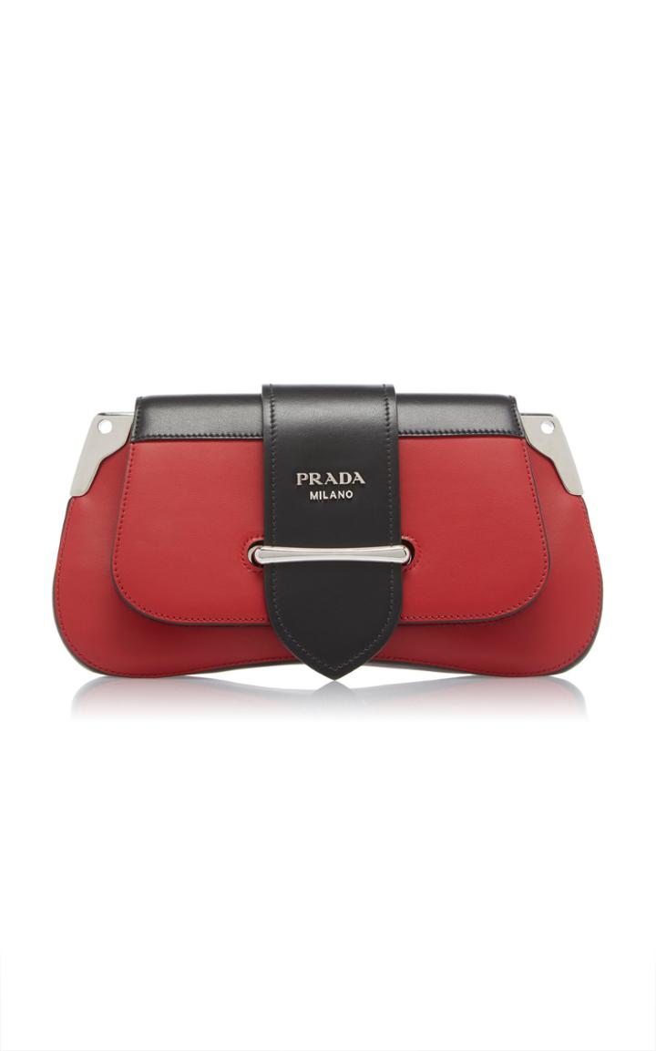 Prada Textured Top Handle Bag With Buckle