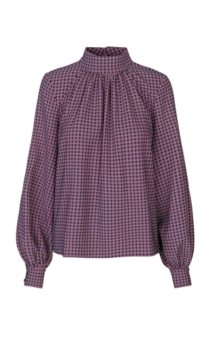 Moda Operandi Stine Goya Eddy Puff-sleeve Checked Jacquard Top