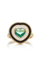Sig Ward 18k Gold, Emerald And Enamel Ring