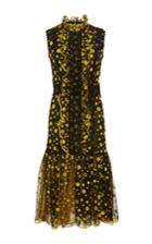 Costarellos Sleeveless Dot Tulle Embroidered Lace Dress