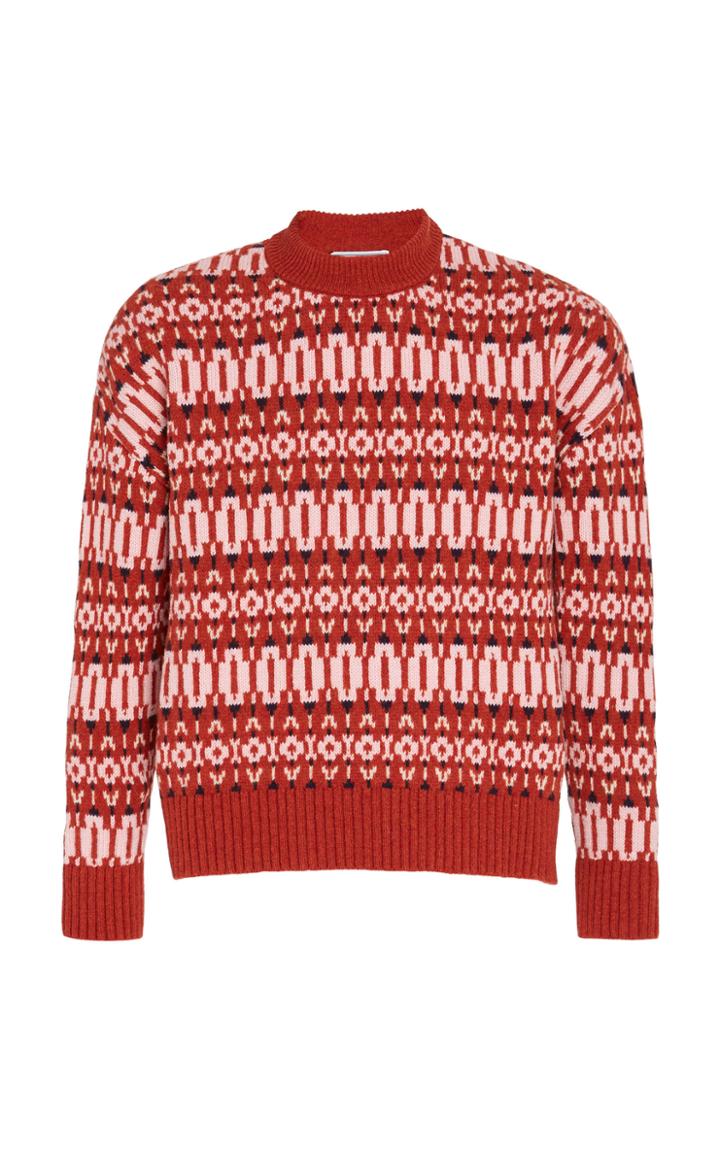 Ami Rustic Patterned Wool Sweater Size: M
