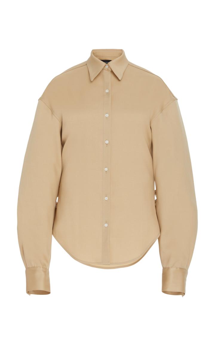 Moda Operandi Brandon Maxwell Button-front Satin-trimmed Crepe Top Size: 0