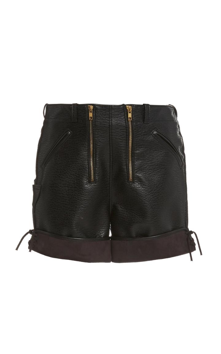 Moda Operandi Philosophy Di Lorenzo Serafini Zip-detailed Faux Leather Shorts