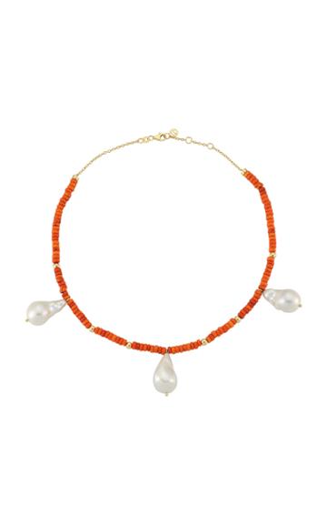Charms Company Les Bonbons Pearl 14k Yellow Gold Beaded Necklace