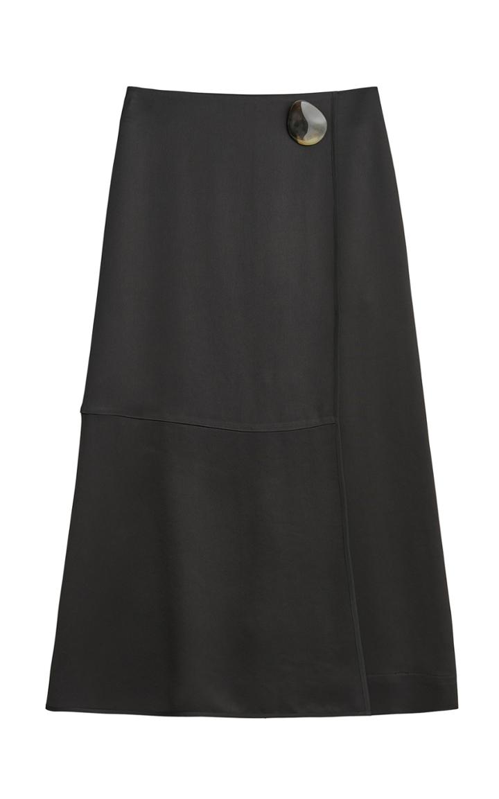 Moda Operandi By Malene Birger Coris Sateen Midi Wrap-effect Skirt