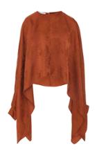 Oscar De La Renta Metallic Printed Asymmetrical Crepe Blouse