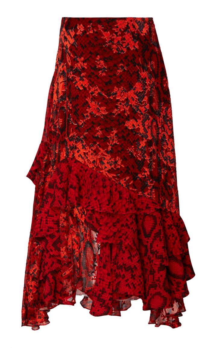 Preen By Thornton Bregazzi Delaney Ruffled Midi Skirt
