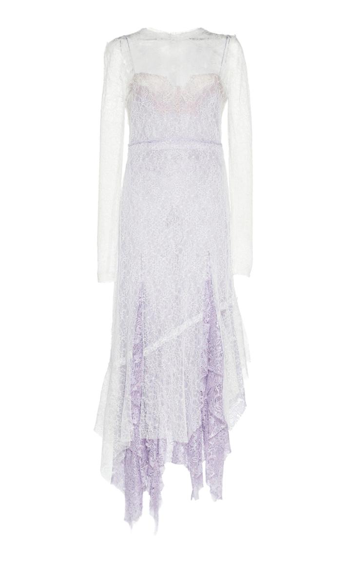Anas Jourden Two-tone Ruffled-trim Lace Midi Dress