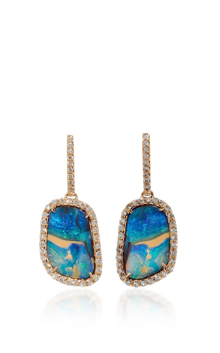 Kimberly Mcdonald Boulder Opal Drop Earrings With Diamond Bezel And Stem