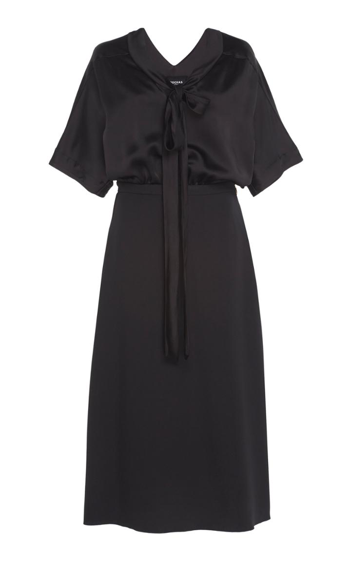 Rochas Bow-detailed Satin Midi Dress