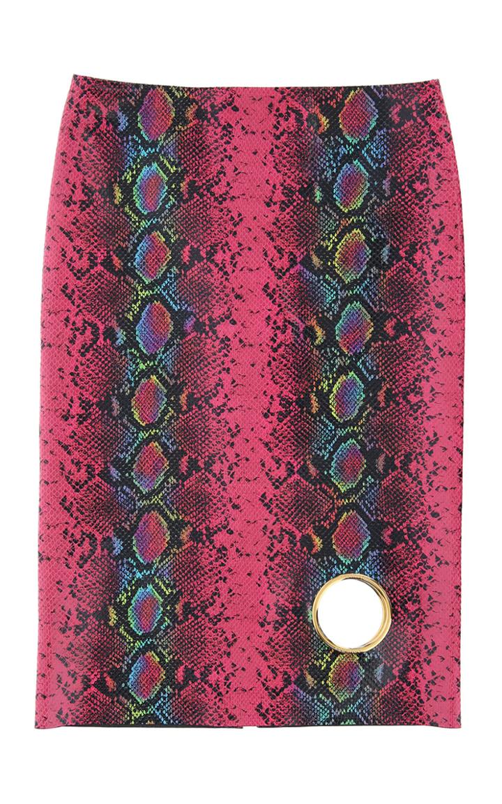 Moda Operandi Versace Cutout-detailed Python-stamped Leather Midi Skirt