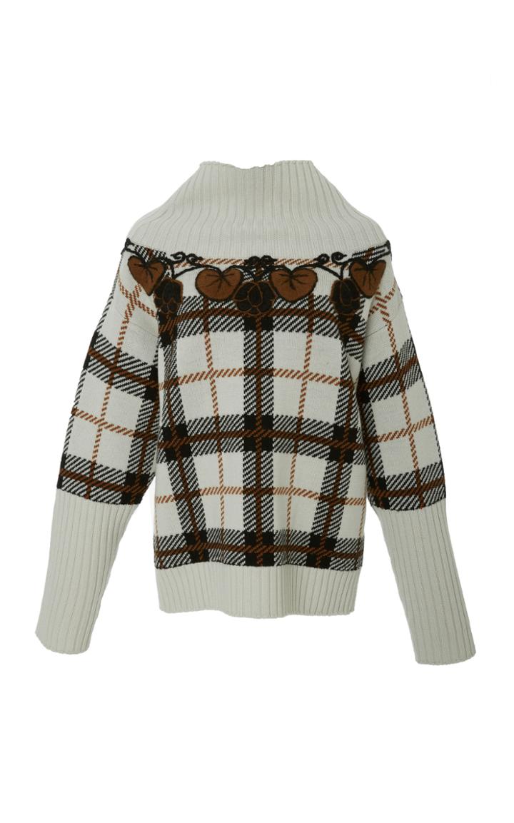 Alberta Ferretti Plaid High Neck Pullover