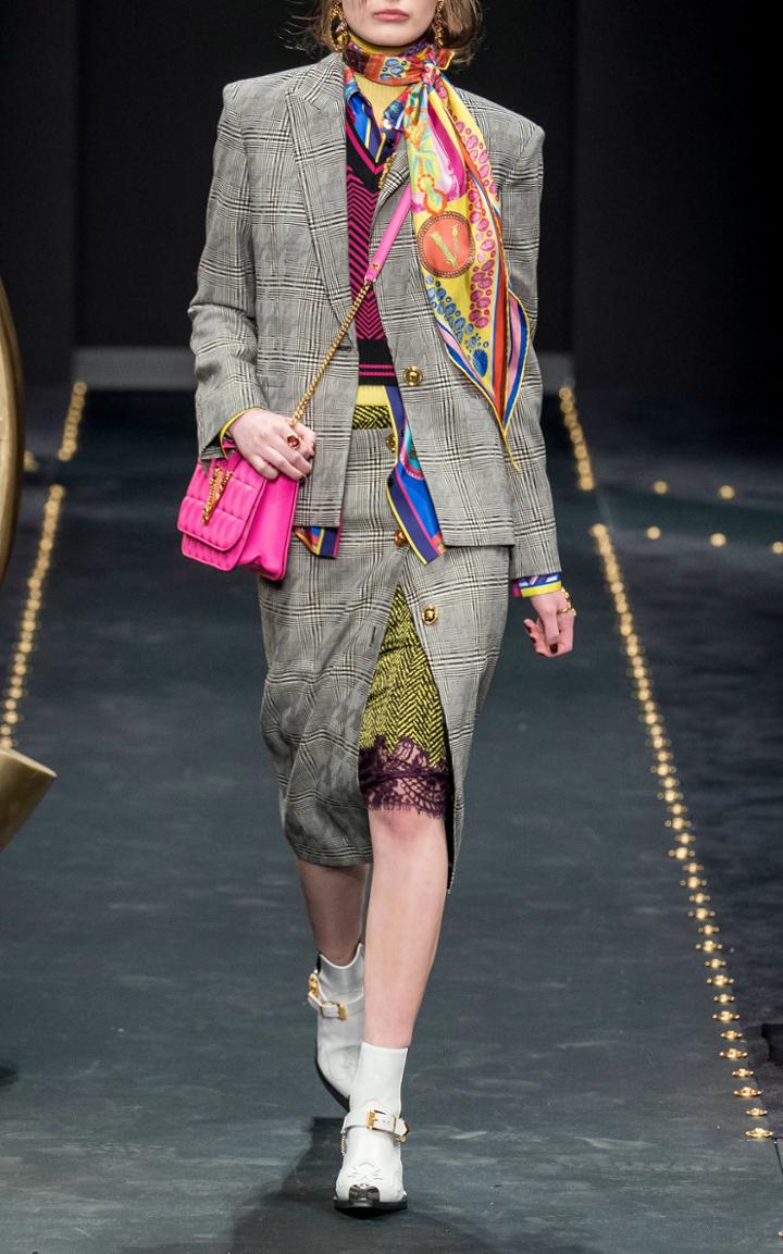 Versace Plaid Wool Check Blazer