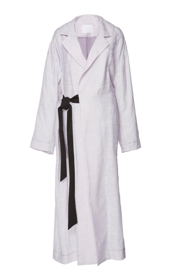 Mame Kurogouchi Contrast Belt Cotton Blend Coat