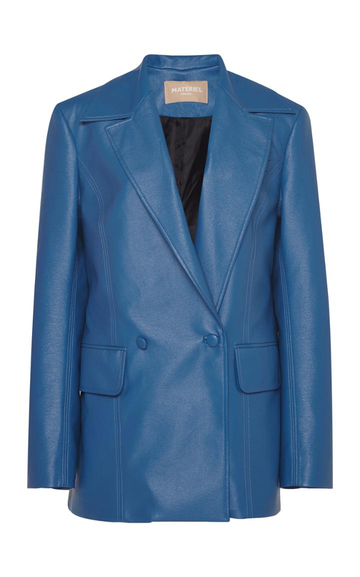 Moda Operandi Matriel Wide Laper Faux Leather Blazer Size: S