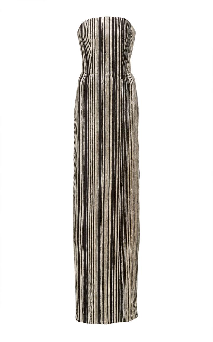 Christian Siriano Metallic Striped Strapless Gown