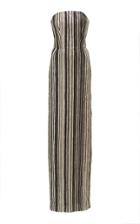 Christian Siriano Metallic Striped Strapless Gown