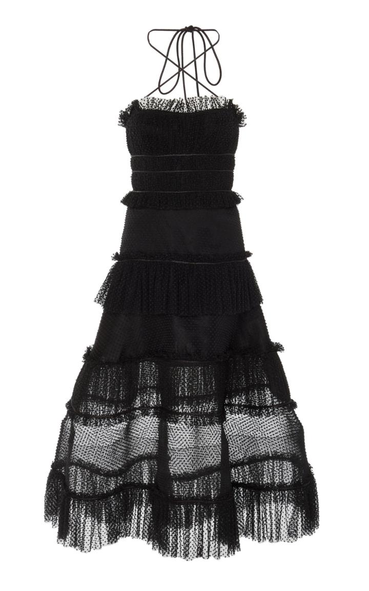 Alexis Angelia Ruffle-tiered Criss-cross Cotton Dress