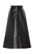 Balenciaga Leather A-line Midi Skirt