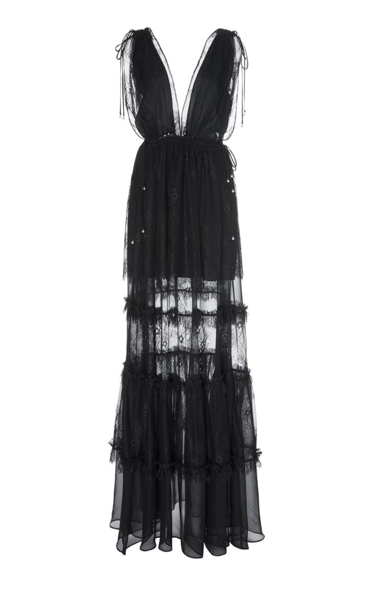 Alexis Umbria Lace-trim Tiered Gown