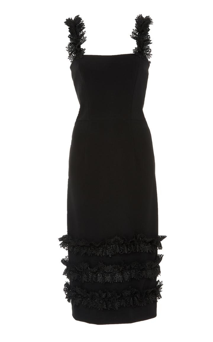 Christian Siriano Black Lace Trim Dress