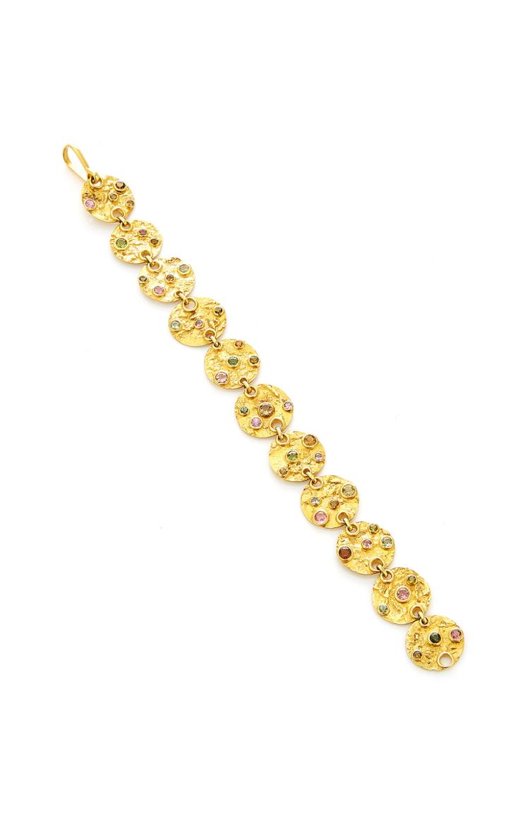Ofira Mixed Sapphire 18k Gold Coin Bracelet