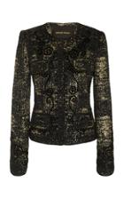 Naeem Khan Embroidered Tweed Collarless Jacket