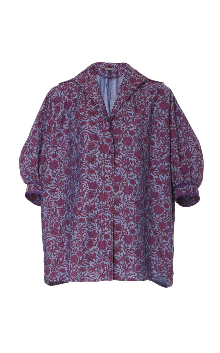 Zac Posen Liberty Cotton Printed Button Front Shirt