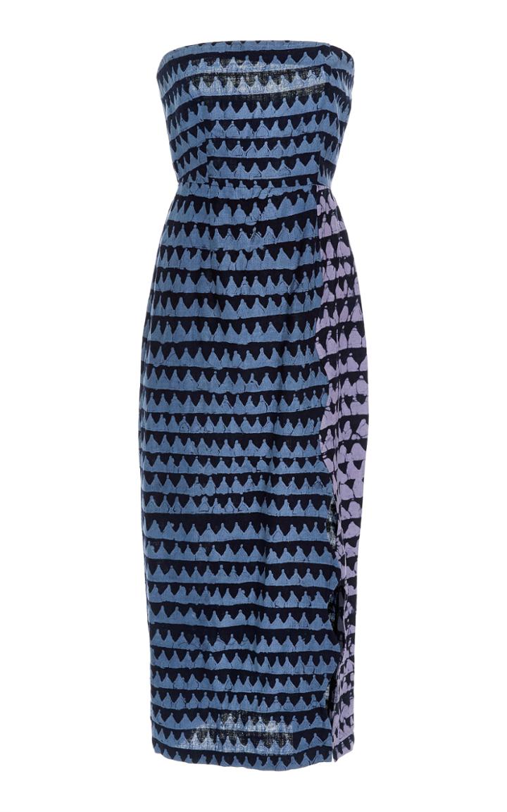 Maki Oh Adire Strapless Wavy Slit Dress