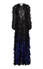 Moda Operandi Alberta Ferretti Polyester Chiffon Ruffle L/s Gown Size: 36