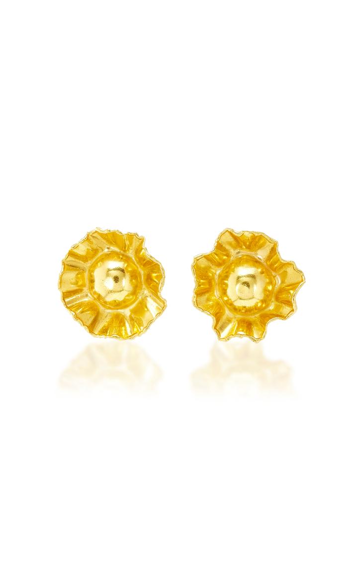 Fred Leighton One-of-a-kind 22k And 18k Yellow Gold Stylised Flower Earrings By Jean Mahie