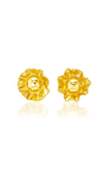 Fred Leighton One-of-a-kind 22k And 18k Yellow Gold Stylised Flower Earrings By Jean Mahie