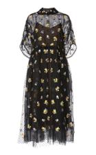 Biyan Anita Yellow Flower Silk Blend Midi Dress