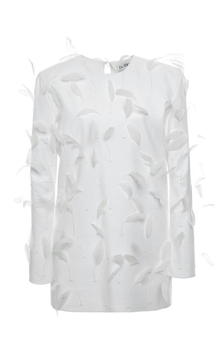 Moda Operandi Attico Feather-embellished Cotton-blend Dress Size: 36