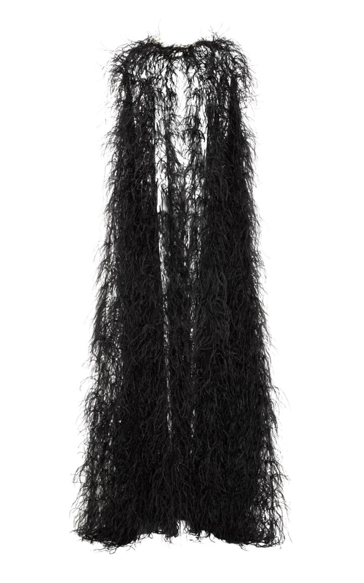 Monique Lhuillier Embellished Full Length Feather Cape