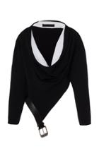 Proenza Schouler Belt-detailed Asymmetric Draped Knit Top