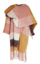 Paule Ka Colorblock Wrap Coat With Scarf