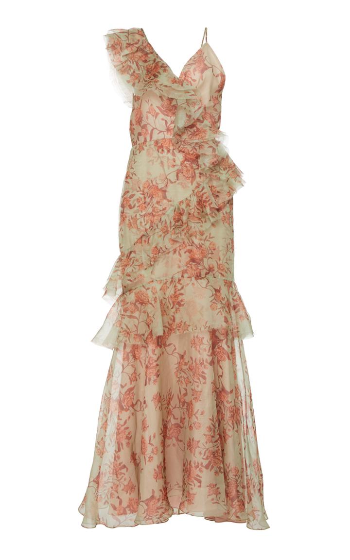 Johanna Ortiz Belle Of The Ball Floral Silk Organza Gown