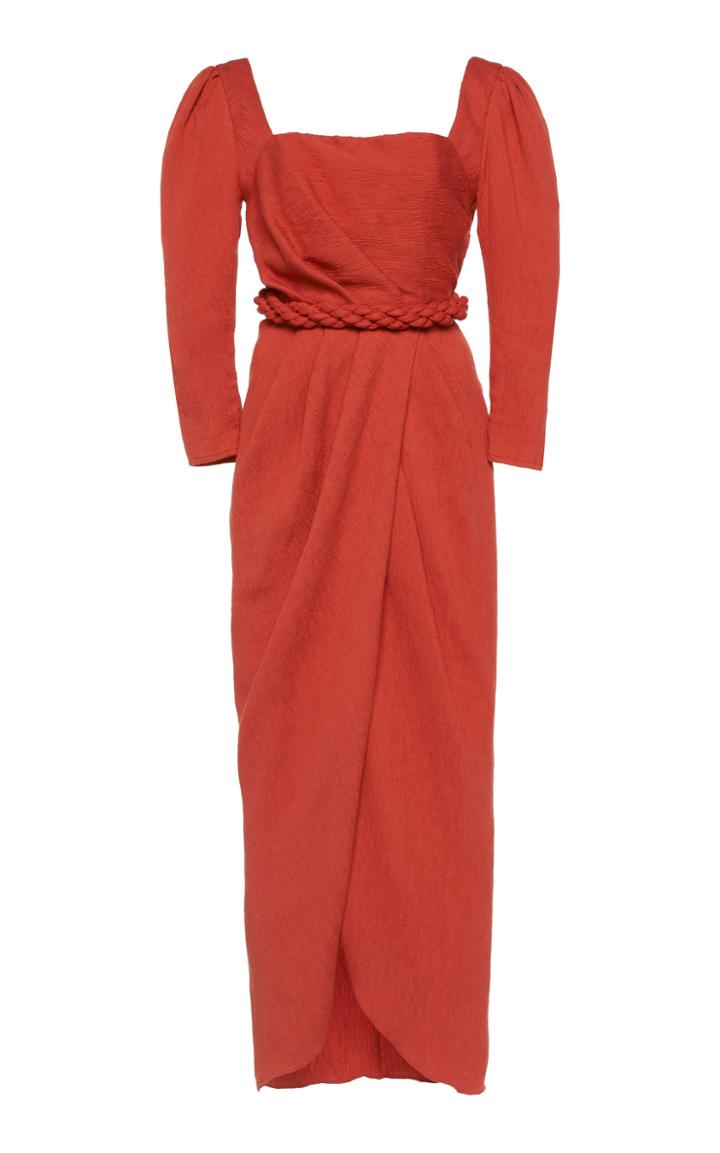 Moda Operandi Johanna Ortiz Classic Meetings Draped Crepe Midi Dress Size: 2