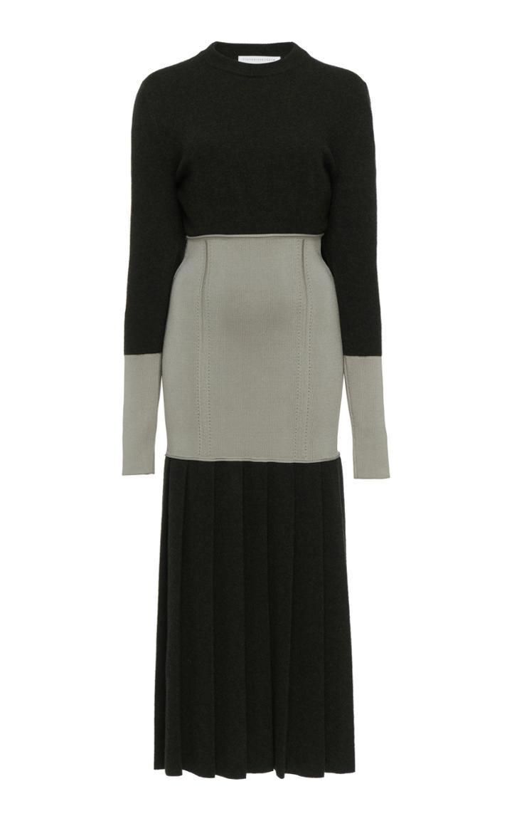 Victoria Beckham Colorblock Wool-blend Flared Sweater Dress