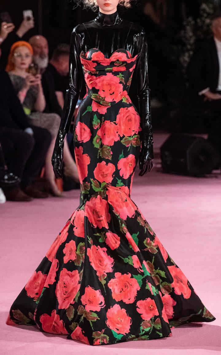 Moda Operandi Richard Quinn Strapless Floral-print Sweetheart Gown Size: 6